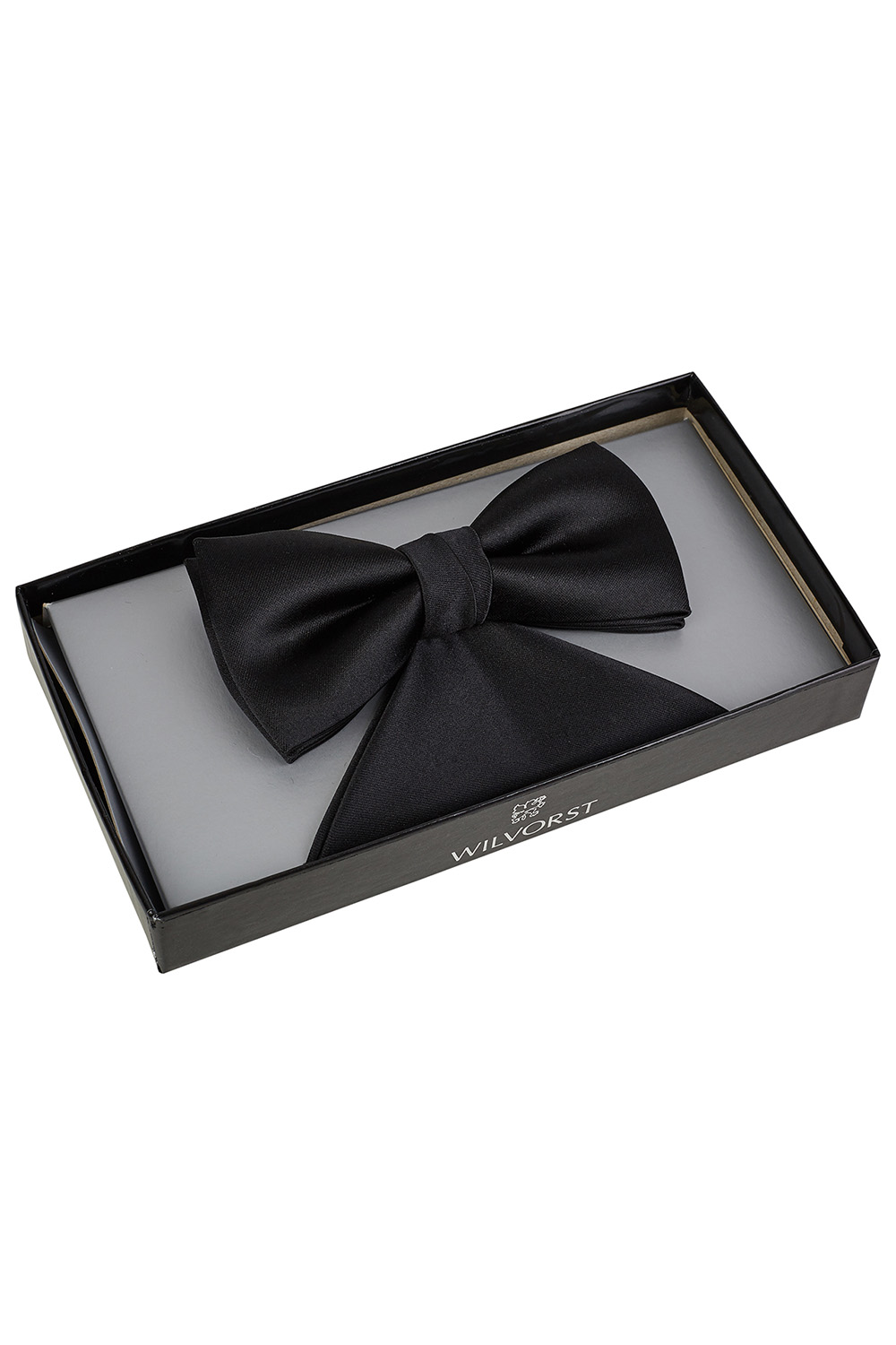 WILVORST fekete csokornyakkendő és díszzsebkendő díszdobozban 470150-1 Modell 0424