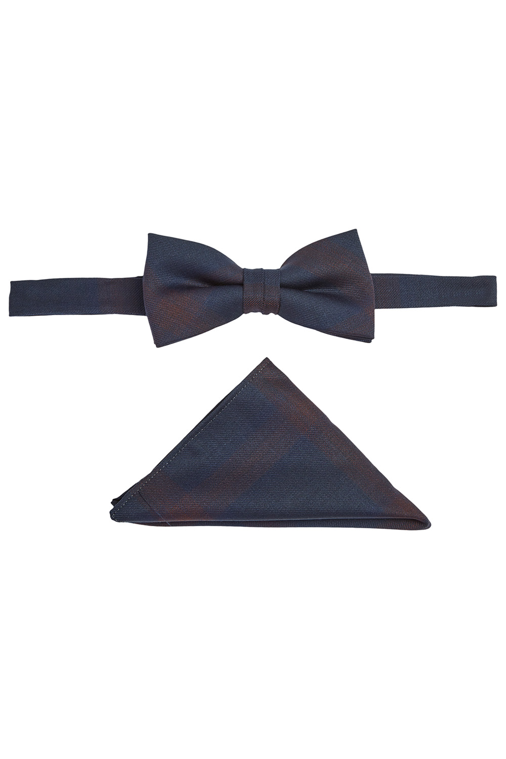 WILVORST kockás sötétkék csokornyakkendő díszzsebkendővel 404106-50 Modell 0424