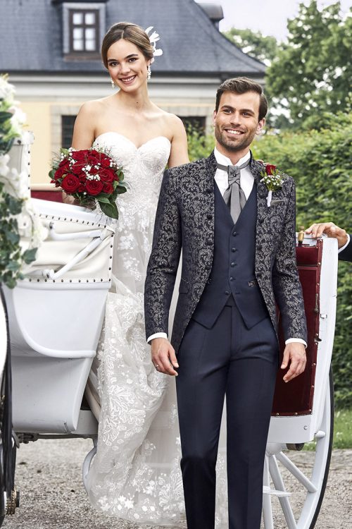 TZIACCO sötétkék mintás esküvői öltöny 521103-33