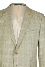 WILVORST slim fit kockás zöld esküvői öltöny zakó részletek 434101-40
