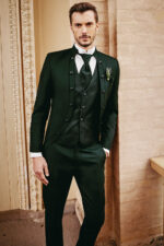 TZIACCO sötétzöld esküvői öltöny részletek 541104-40