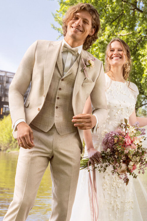 WILVORST slim fit bézs esküvői öltöny 451107-82
