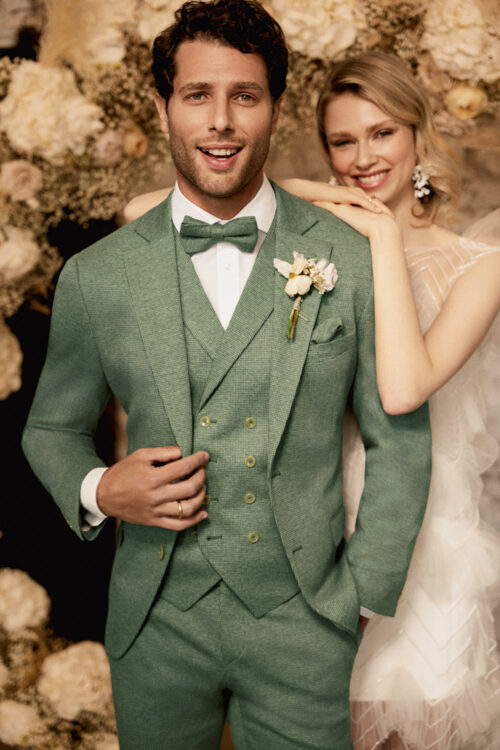 atelier torino slim fit zöld esküvői öltöny 851105-41
