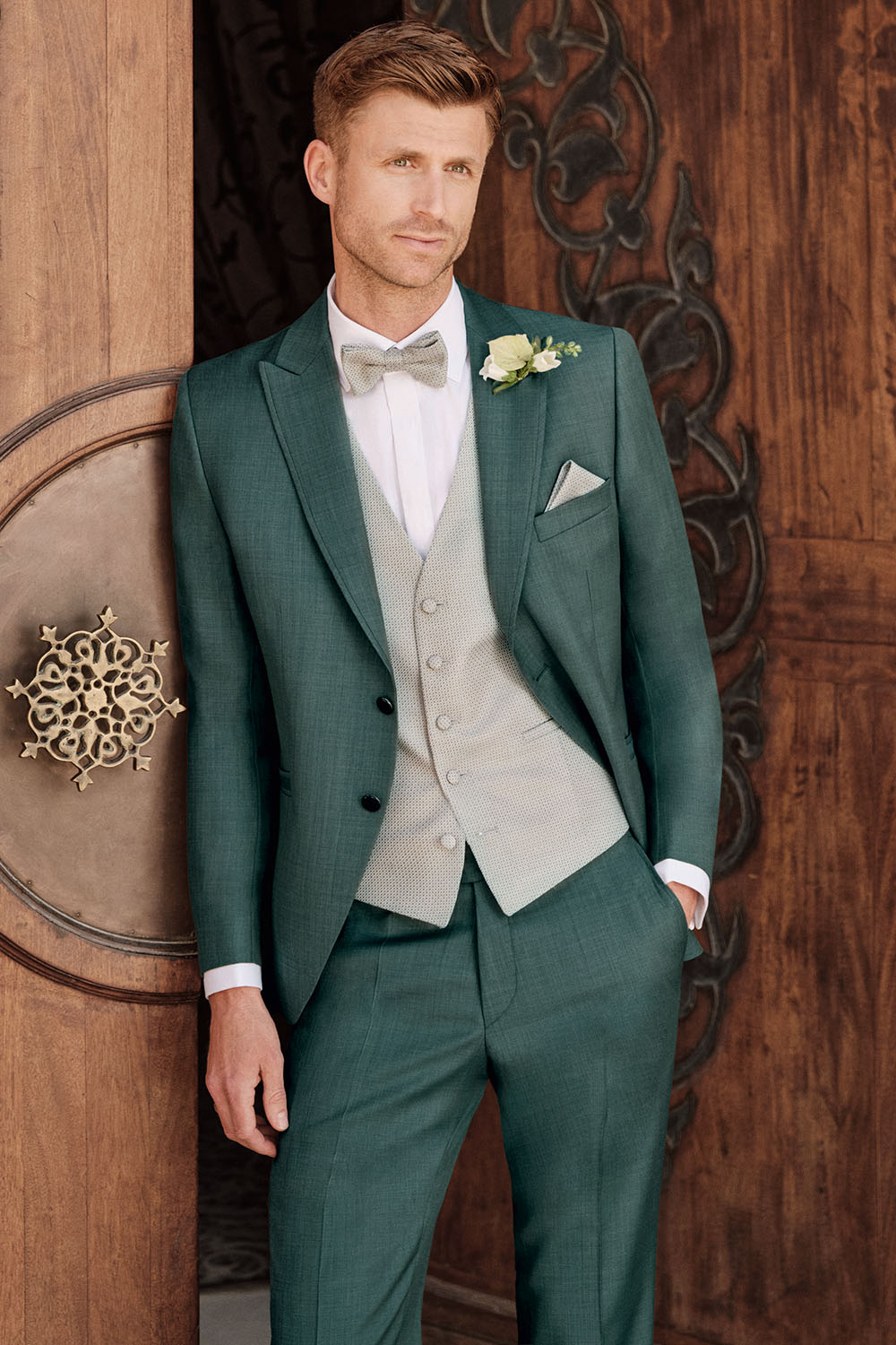 WILVORST slim fit zöld esküvői öltöny
