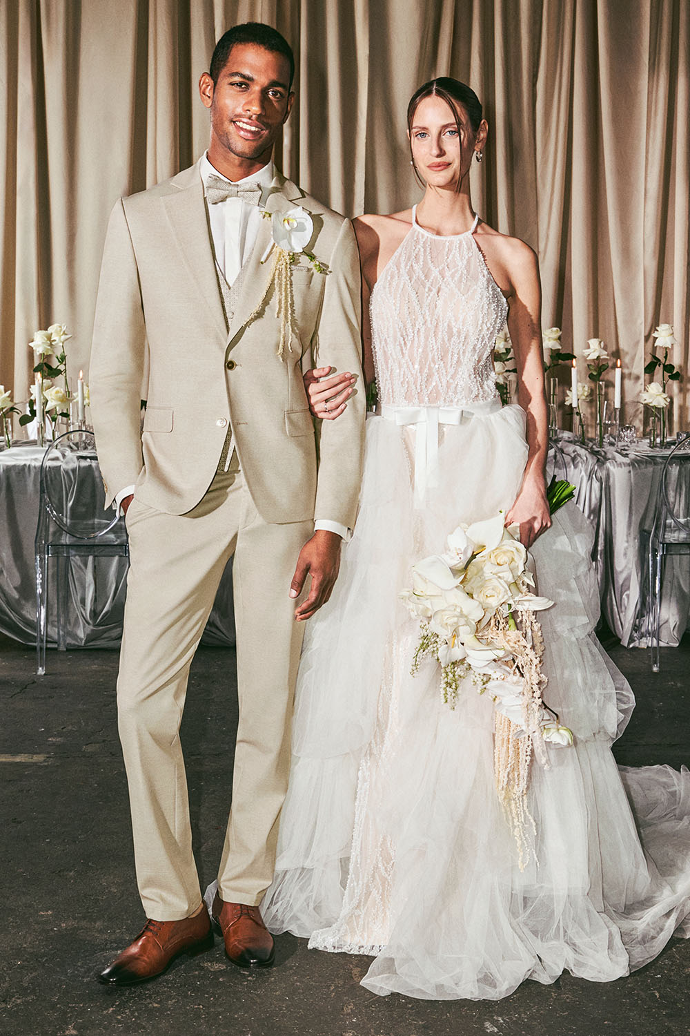 atelier torino slim fit bézs esküvői öltöny